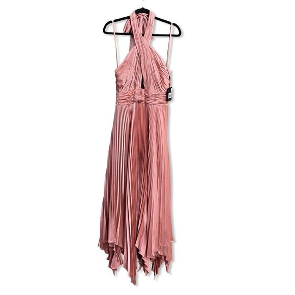Mac Duggal Pink 11302
Pleated Halter Neck Asymmetrical Hem Gown Maxi Dress 8 - Picture 4 of 13